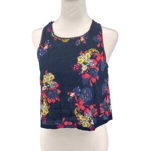 Free People F.P. One Cropped Floral Tank EUC Sz S Feminine, Boho Vibes, Festival